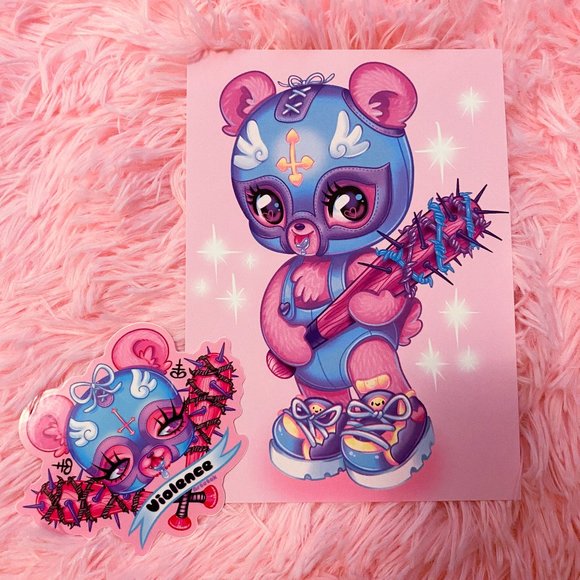 artetak | Art | Artetak Violence Luchador Bear Print And Sticker August